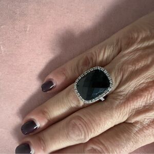 Judith Ripka Black and Silver Gemstone Ring